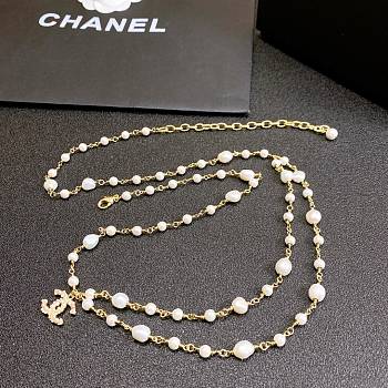 Chanel Goldtone Chain and Faux Pearl Charm Belt