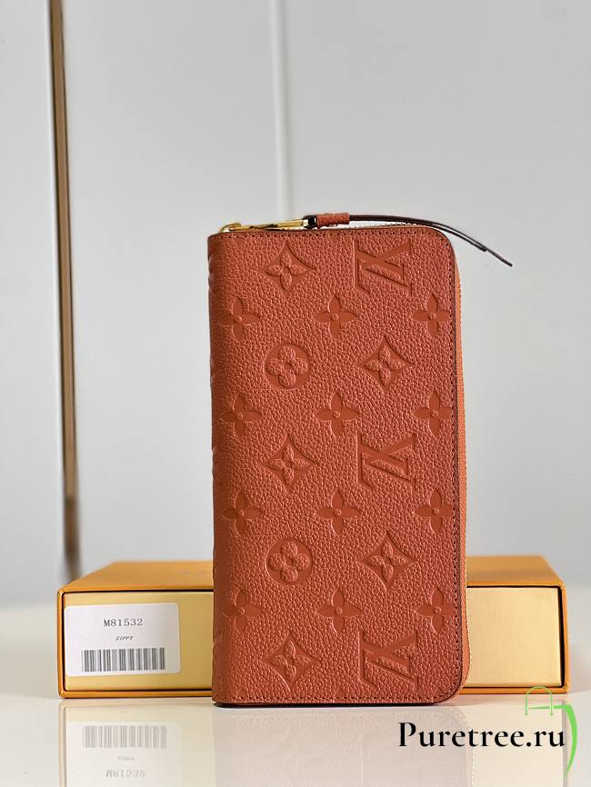 Louis Vuitton Zippy Wallet Cognac Brown Monogram Empreinte 19.5x10 cm - 1