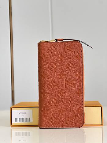Louis Vuitton Zippy Wallet Cognac Brown Monogram Empreinte 19.5x10 cm
