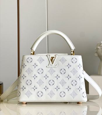 Louis Vuitton Capucines BB White Calfskin Leather 27x18x9 cm
