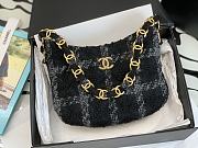 Chanel Hobo Handbag Black Wool 24x17.5x6 cm - 1