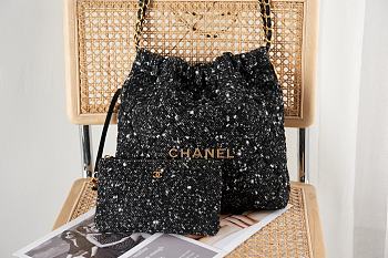 Chanel 22 Handbag Black Tweed & Gold-Tone Metal