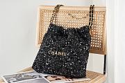 Chanel 22 Handbag Black Tweed & Gold-Tone Metal - 2