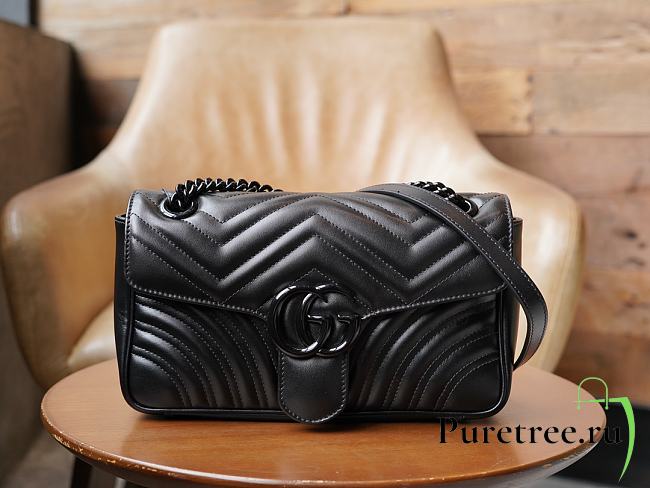 Gucci GG Marmont Small Matelassé Black Shoulder Bag Black Hardware - 1