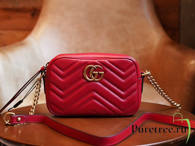 Gucci GG Marmont Matelassé Mini Bag Red 448065 size 18x12x6 cm - 1