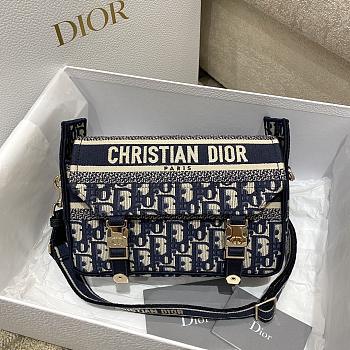 Dior Small Diorcamp Bag Blue Oblique Jacquard 23x15x8 cm
