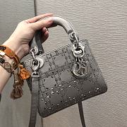 Dior Mini Lady Bag Gray Strass Cannage Satin 17x15x7 cm - 1