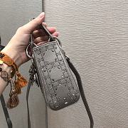 Dior Mini Lady Bag Gray Strass Cannage Satin 17x15x7 cm - 4