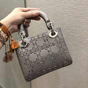 Dior Mini Lady Bag Gray Strass Cannage Satin 17x15x7 cm - 3