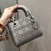 Dior Mini Lady Bag Gray Strass Cannage Satin 17x15x7 cm - 2