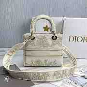  Dior Medium Lady D-Lite Bag Gold-Tone Dior Around the World Stella Embroidery - 6