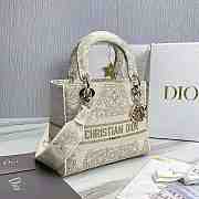  Dior Medium Lady D-Lite Bag Gold-Tone Dior Around the World Stella Embroidery - 3