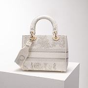 Dior Medium Lady D-Lite Bag White Dior Around the World Stella Embroidery - 3
