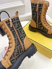 Fendi Domino Beige Leather Biker Boots - 2