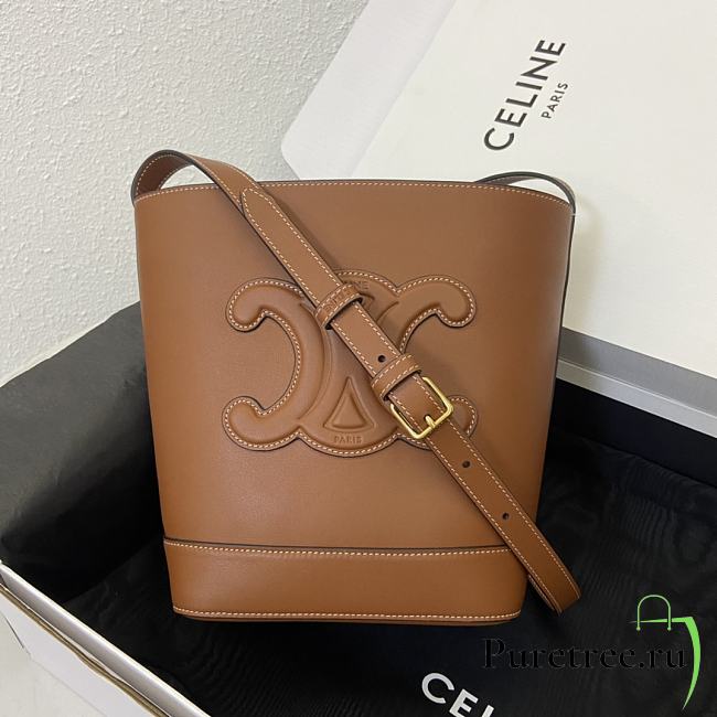 Celine Small Bucket Cuir Triomphe Smooth Leather Tan Size 22 x 24 x 13 cm - 1