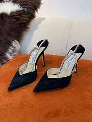 JIMMY CHOO Black Suede Saeda 100 Hotfix Heels - 5