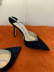 JIMMY CHOO Black Suede Saeda 100 Hotfix Heels - 4