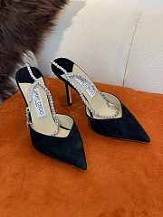 JIMMY CHOO Black Suede Saeda 100 Hotfix Heels - 3