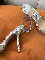 JIMMY CHOO Silver Saeda 100 Hotfix Heels - 3