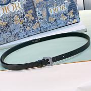 Dior Belt Black Leather Silver Buckle Width Size 1.7cm - 1