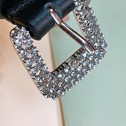 Dior Belt Black Leather Silver Buckle Width Size 1.7cm - 5