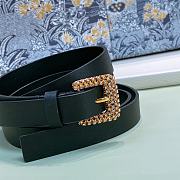 Dior Belt Black Leather Gold Buckle Width Size 1.7cm - 4