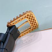 Dior Belt Black Leather Gold Buckle Width Size 1.7cm - 3