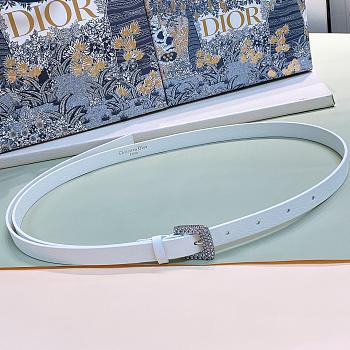 Dior Belt White Leather Silver Buckle Width Size 1.7cm