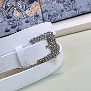 Dior Belt White Leather Silver Buckle Width Size 1.7cm - 2