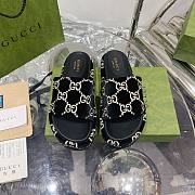 GUCCI Platform Slide Sandal Black Velvet 623212 - 5.5cm - 1