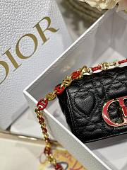 Dior Micro Caro Dioramour Black Bag with Heart Motif 13 x 8 x 4 cm - 5