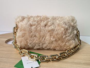 Bottega Veneta Chain Pouch Shearling Beige Bag size 31x12x16 cm