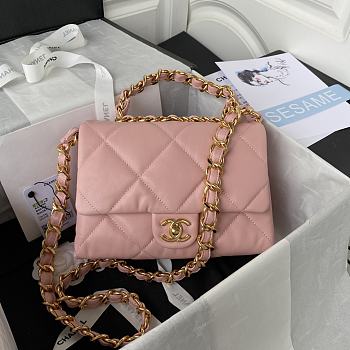 Chanel Flap Bag Pink Lambskin AS3499 size 18x23x9 cm