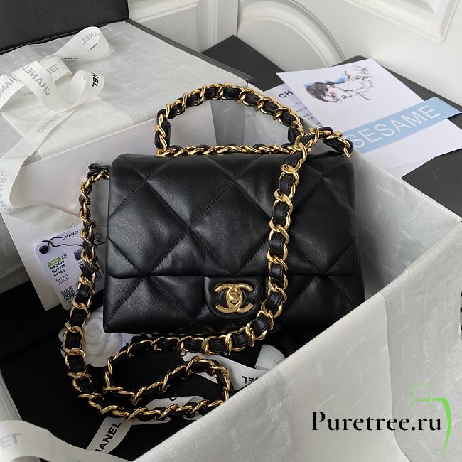 Chanel Flap Bag Black Lambskin AS3499 size 18x23x9 cm - 1