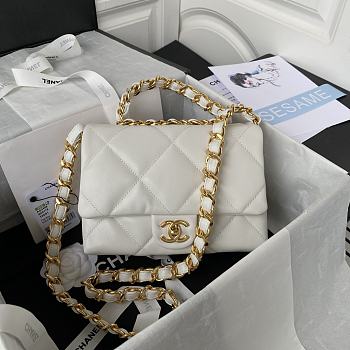 Chanel Flap Bag White Lambskin AS3499 size 18x23x9 cm