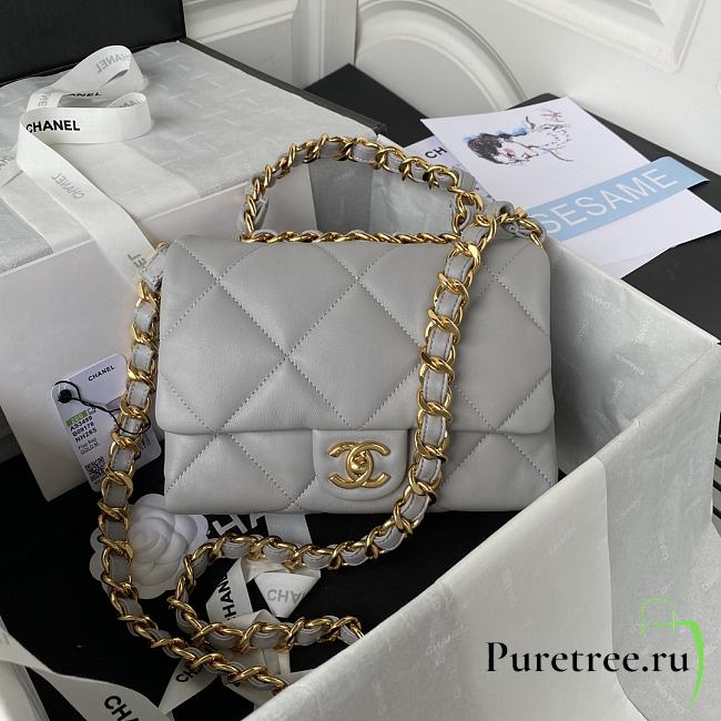 Chanel Flap Bag Gray Lambskin AS3499 size 18x23x9 cm - 1