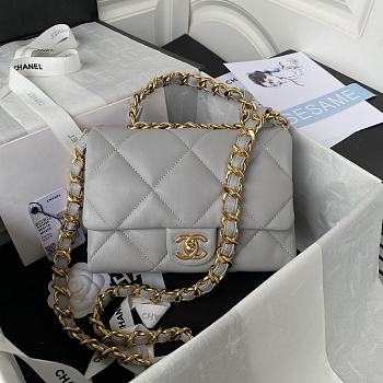 Chanel Flap Bag Gray Lambskin AS3499 size 18x23x9 cm
