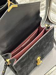YSL Cassandra Medium Top Handle Bag Black Velvet & Smooth Leather 24.5cm - 4