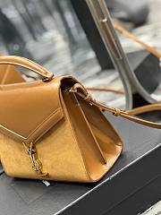 YSL Cassandra Medium Top Handle Bag Brown Velvet & Smooth Leather 24.5cm - 2