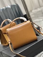 YSL Cassandra Medium Top Handle Bag Brown Velvet & Smooth Leather 24.5cm - 4