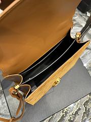 YSL Cassandra Medium Top Handle Bag Brown Velvet & Smooth Leather 24.5cm - 6