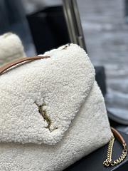 YSL Loulou Medium Chain Bag White Lamb Wool size 32×22×11 cm - 3