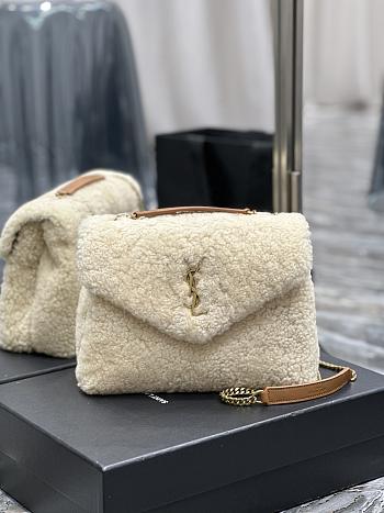 YSL Loulou Small Chain Bag White Lamb Wool size 25×17×9 cm
