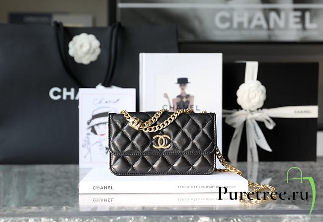 Chanel Wallet On Chain Black Lambskin size 10x17.2x3.3 cm - 1
