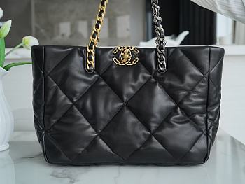 Chanel 19 Shopping Bag Black Shiny Lambskin AS3660 size 24x41x10.5 cm