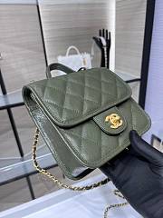 Chanel Small Flap Bag With Top Handle Khaki Green AS3652 size 17×20.5×6 cm - 6