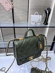 Chanel Small Flap Bag With Top Handle Khaki Green AS3652 size 17×20.5×6 cm - 3