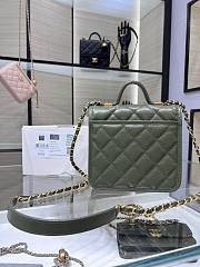 Chanel Small Flap Bag With Top Handle Khaki Green AS3652 size 17×20.5×6 cm - 2