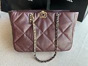 Chanel 19 Shopping Bag Dark Brown Shiny Lambskin AS3660 size 24x41x10 cm - 4