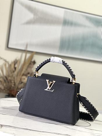 Louis Vuitton Capucines MM Black/Etain Metallic Gray Taurillon Leather 31.5 cm